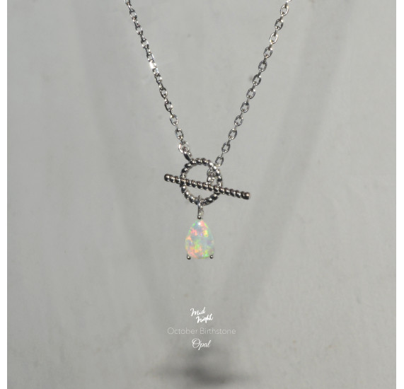 October Birthstone-Australia Droplet Opal Necklace 